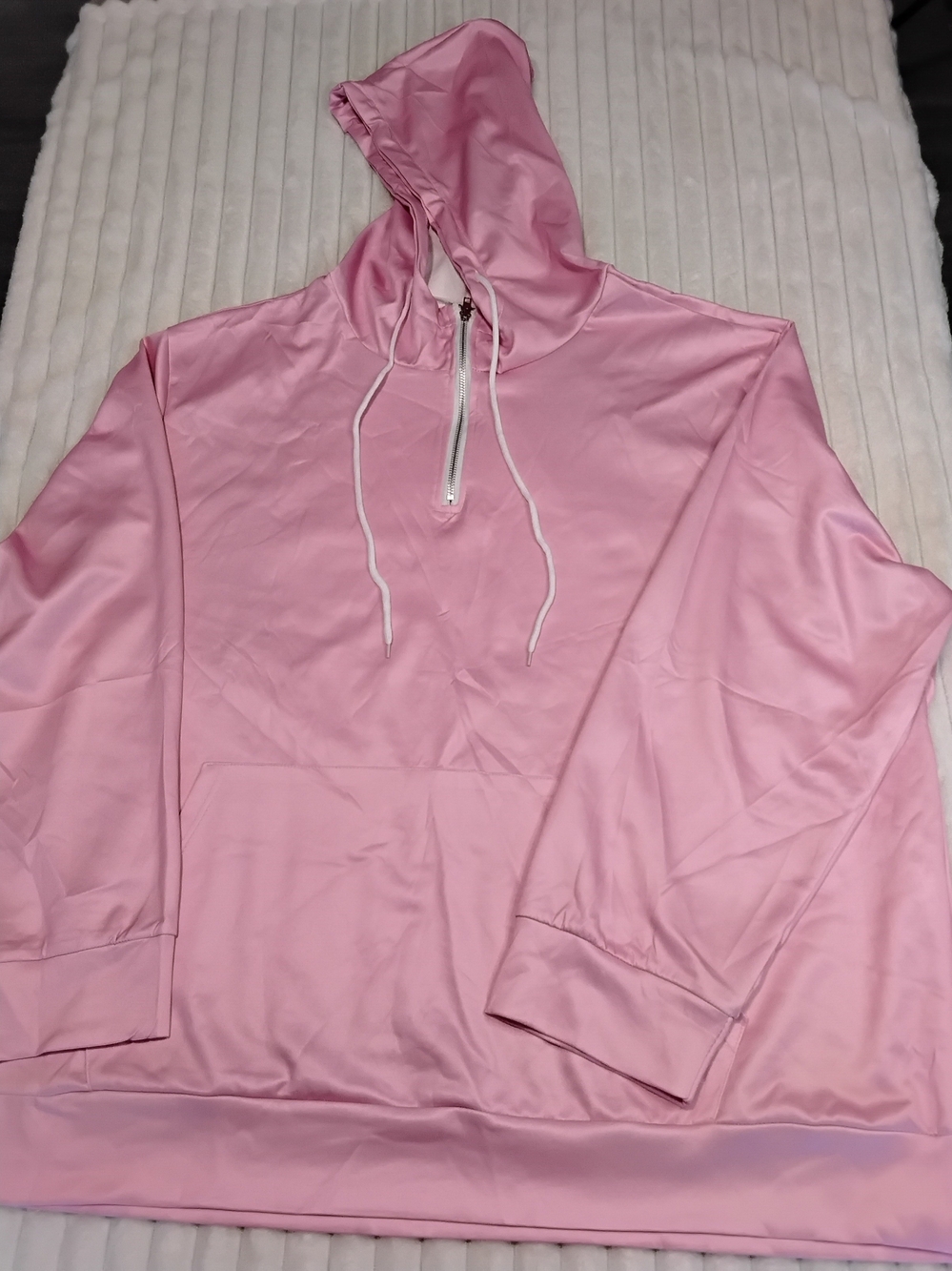 Women's Pink Half-Zip Hoodie Sweatshirt
